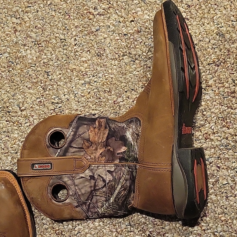 Rocky Square Toe Camo Slip On Boots